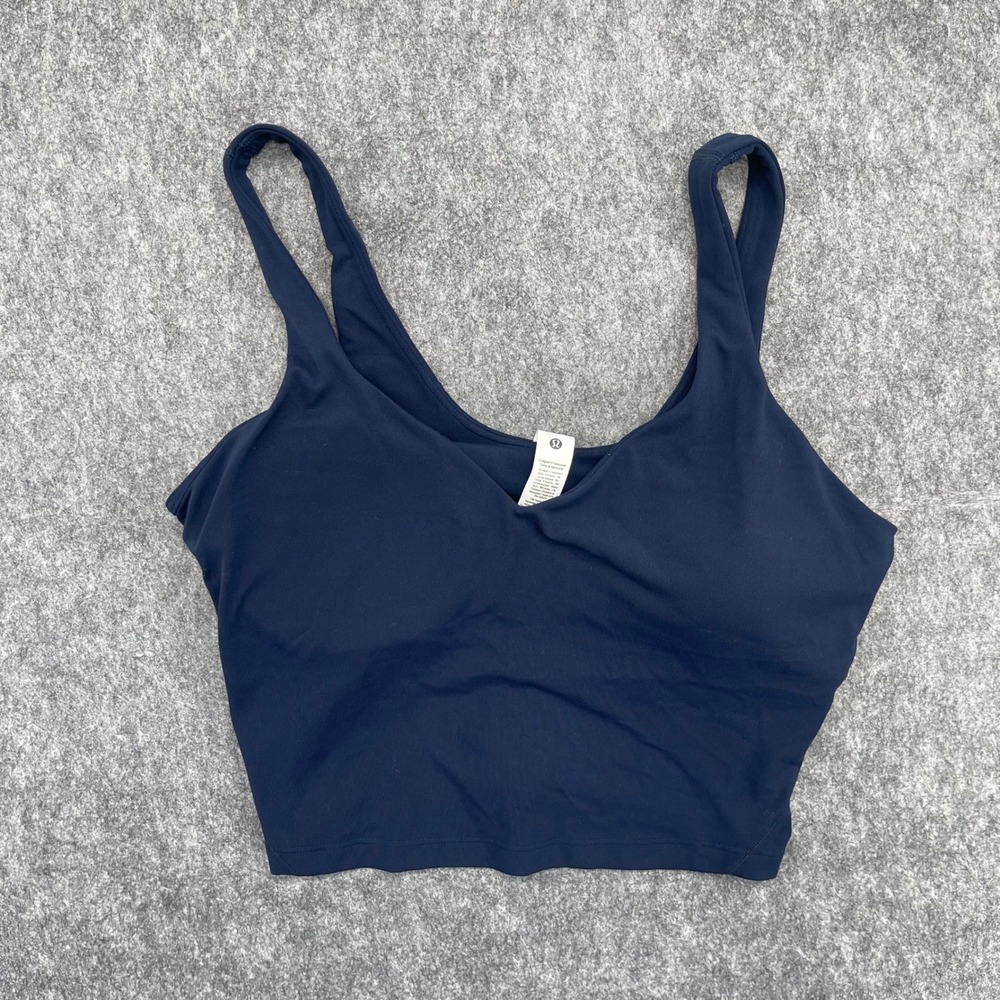 Lululemon Align Tank Top Womens Size 12 Navy Blue Nulu Cropped Yoga Bra LW1DTWS